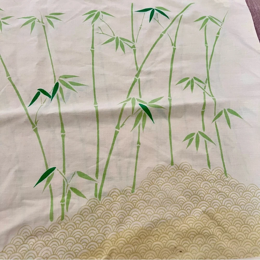 Vintage Hanae Mori Bamboo Yellow Green Pillowcases Standard Cotton Blend 30”x20”